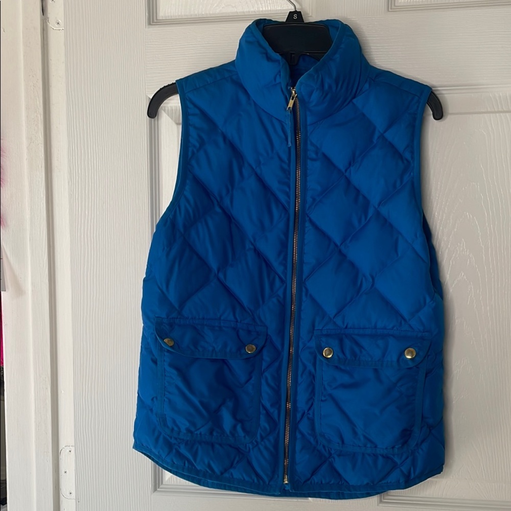 J crew quilted down feather zip up puffer vest